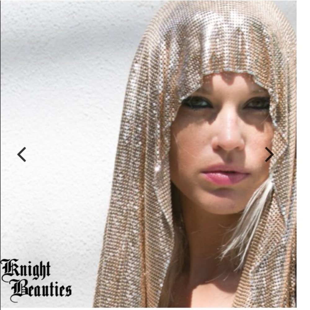 Gold chainmail festival hood scarf
